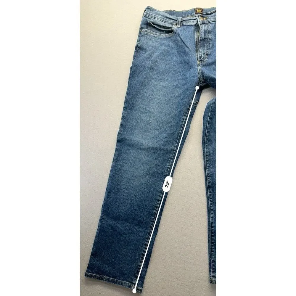 Vintage Lee Mens Jeans 33x30 Medium Wash Straight Leg Blue Denim Classic
